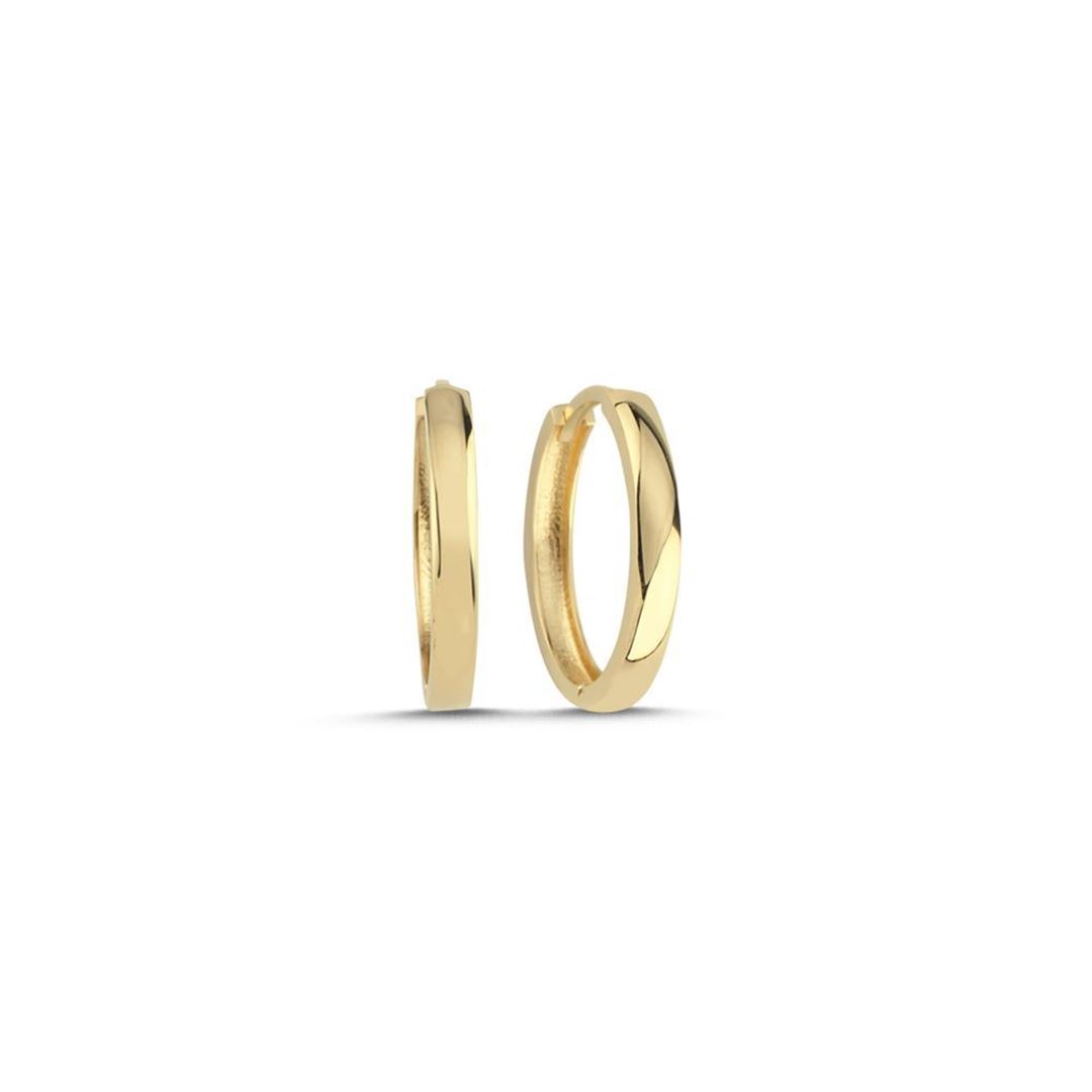 Orta Boy Sade Oval Halka Küpe (1,8x1,8 cm 2 mm)